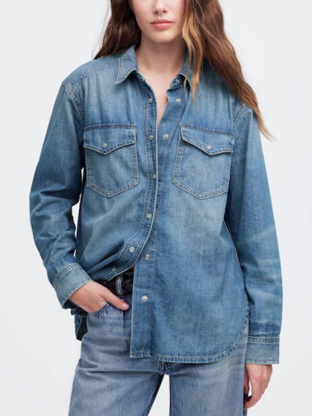 Madewell Denim Relaxed Western Shirt - Lewisberg Wash